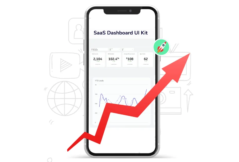 Mobile displaying Saas User Interface Dashboard